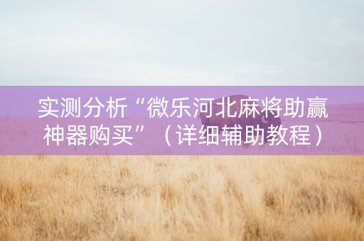 实测分析“微乐河北麻将助赢神器购买”（详细辅助教程）-哔哩哔哩