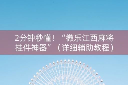 2分钟秒懂！“微乐江西麻将挂件神器”（详细辅助教程）-哔哩哔哩