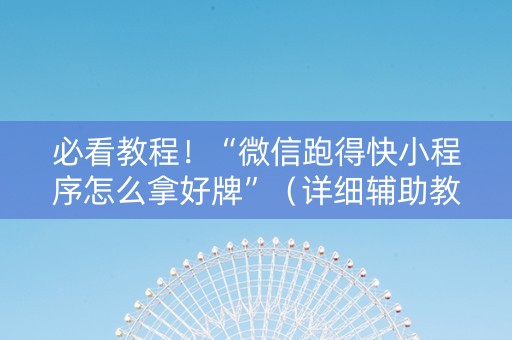 必看教程！“微信跑得快小程序怎么拿好牌”（详细辅助教程）-哔哩哔哩