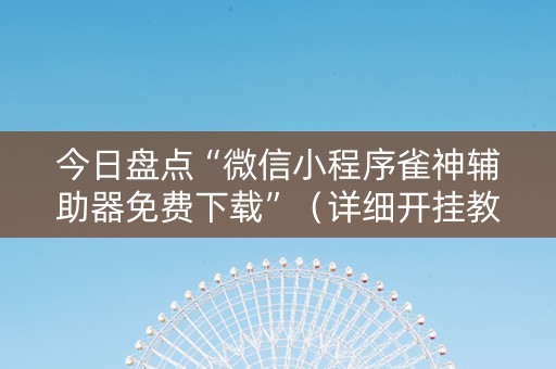 今日盘点“微信小程序雀神辅助器免费下载”（详细开挂教程）-哔哩哔哩