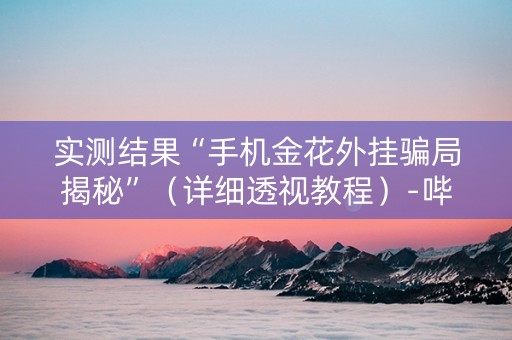 实测结果“手机金花外挂骗局揭秘”（详细透视教程）-哔哩哔哩