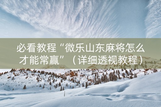 必看教程“微乐山东麻将怎么才能常赢”（详细透视教程）-哔哩哔哩