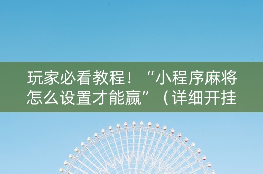 玩家必看教程！“小程序麻将怎么设置才能赢”（详细开挂教程）-哔哩哔哩