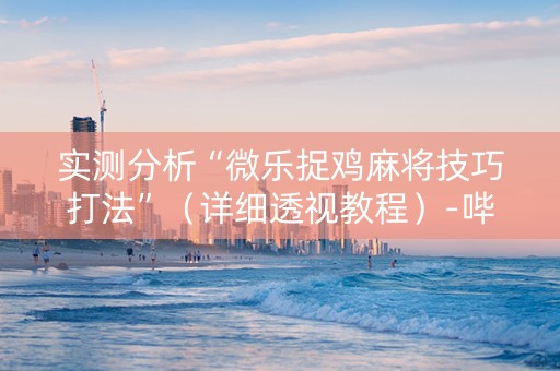 实测分析“微乐捉鸡麻将技巧打法”（详细透视教程）-哔哩哔哩