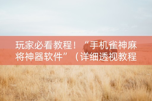玩家必看教程！“手机雀神麻将神器软件”（详细透视教程）-哔哩哔哩