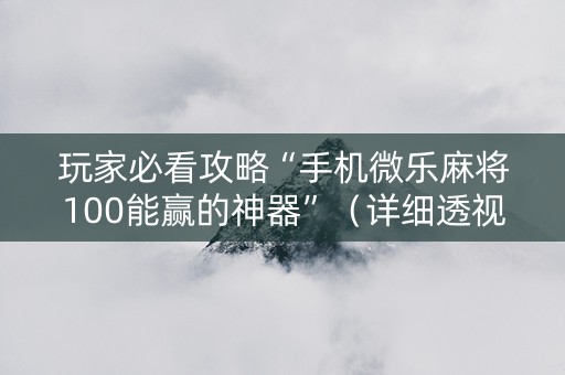 玩家必看攻略“手机微乐麻将100能赢的神器”（详细透视教程）-哔哩哔哩