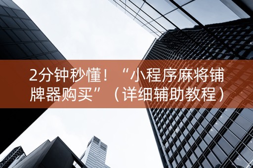 2分钟秒懂！“小程序麻将铺牌器购买”（详细辅助教程）-哔哩哔哩