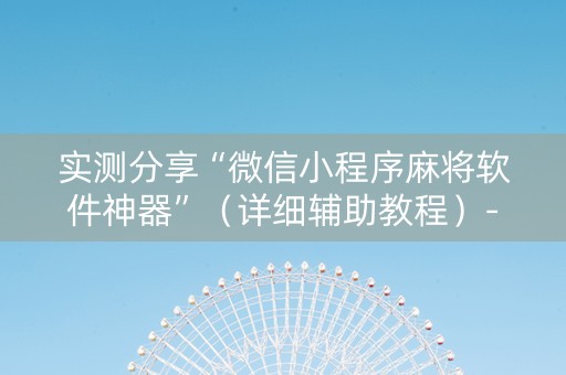 实测分享“微信小程序麻将软件神器”（详细辅助教程）-哔哩哔哩