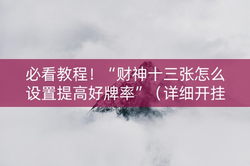 必看教程！“财神十三张怎么设置提高好牌率”（详细开挂教程）-哔哩哔哩