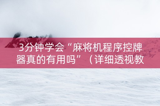 3分钟学会“麻将机程序控牌器真的有用吗”（详细透视教程）-哔哩哔哩
