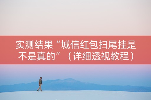 实测结果“城信红包扫尾挂是不是真的”（详细透视教程）-哔哩哔哩