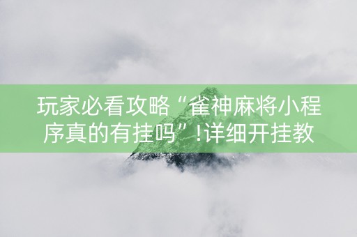 玩家必看攻略“雀神麻将小程序真的有挂吗”!详细开挂教程-知乎