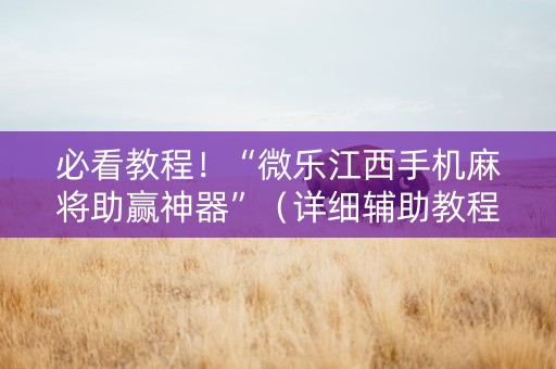 必看教程！“微乐江西手机麻将助赢神器”（详细辅助教程）-哔哩哔哩
