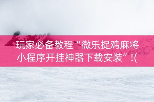 玩家必备教程“微乐捉鸡麻将小程序开挂神器下载安装”!(确实是有挂)-知乎