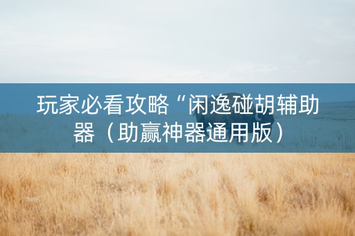 玩家必看攻略“闲逸碰胡辅助器（助赢神器通用版）