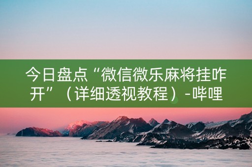 今日盘点“微信微乐麻将挂咋开”（详细透视教程）-哔哩哔哩