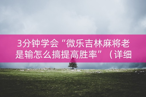 3分钟学会“微乐吉林麻将老是输怎么搞提高胜率”（详细透视教程）-哔哩哔哩