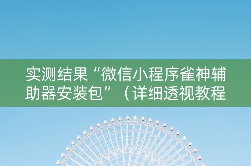 实测结果“微信小程序雀神辅助器安装包”（详细透视教程）-哔哩哔哩
