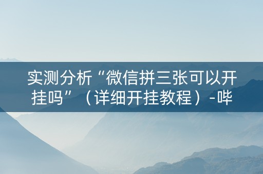 实测分析“微信拼三张可以开挂吗”（详细开挂教程）-哔哩哔哩