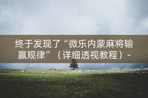 终于发现了“微乐内蒙麻将输赢规律”（详细透视教程）-哔哩哔哩