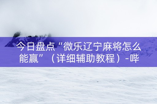 今日盘点“微乐辽宁麻将怎么能赢”（详细辅助教程）-哔哩哔哩