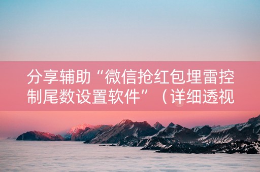 分享辅助“微信抢红包埋雷控制尾数设置软件”（详细透视教程）-哔哩哔哩