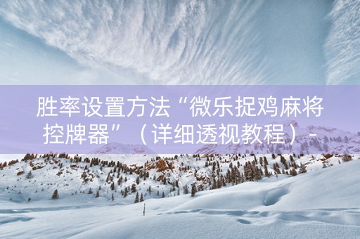 胜率设置方法“微乐捉鸡麻将控牌器”（详细透视教程）-哔哩哔哩