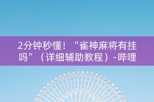 2分钟秒懂！“雀神麻将有挂吗”（详细辅助教程）-哔哩哔哩