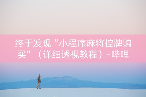 终于发现“小程序麻将控牌购买”（详细透视教程）-哔哩哔哩