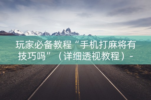 玩家必备教程“手机打麻将有技巧吗”（详细透视教程）-哔哩哔哩