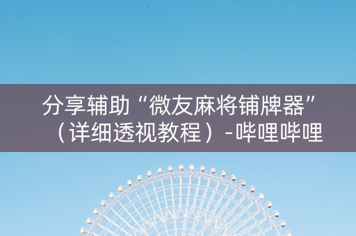 分享辅助“微友麻将铺牌器”（详细透视教程）-哔哩哔哩