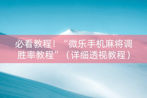 必看教程！“微乐手机麻将调胜率教程”（详细透视教程）-哔哩哔哩