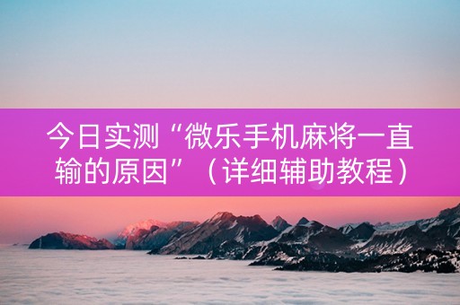 今日实测“微乐手机麻将一直输的原因”（详细辅助教程）-哔哩哔哩