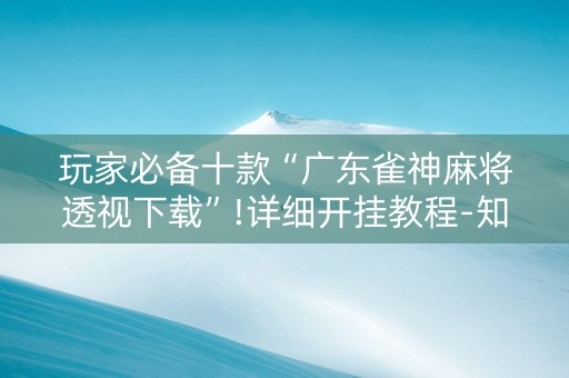 玩家必备十款“广东雀神麻将透视下载”!详细开挂教程-知乎