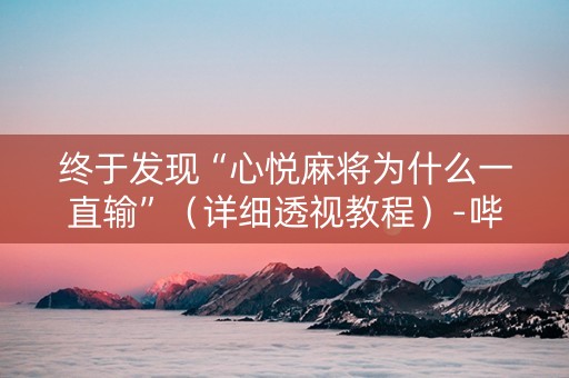 终于发现“心悦麻将为什么一直输”（详细透视教程）-哔哩哔哩