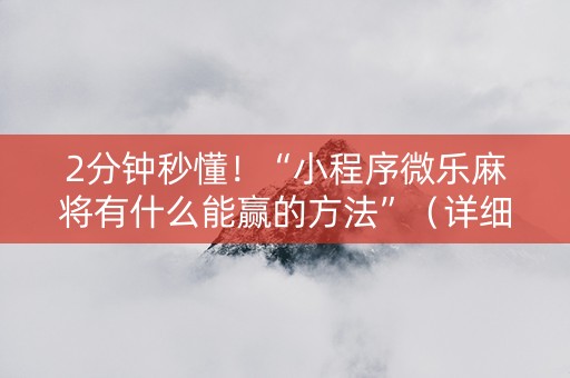 2分钟秒懂！“小程序微乐麻将有什么能赢的方法”（详细开挂教程）-哔哩哔哩