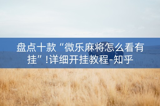盘点十款“微乐麻将怎么看有挂”!详细开挂教程-知乎