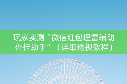 玩家实测“微信红包埋雷辅助外挂助手”（详细透视教程）-哔哩哔哩