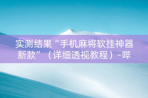 实测结果“手机麻将软挂神器新款”（详细透视教程）-哔哩哔哩