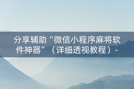 分享辅助“微信小程序麻将软件神器”（详细透视教程）-哔哩哔哩