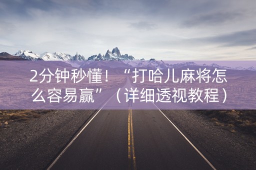 2分钟秒懂！“打哈儿麻将怎么容易赢”（详细透视教程）-哔哩哔哩