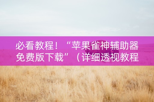 必看教程！“苹果雀神辅助器免费版下载”（详细透视教程）-哔哩哔哩