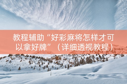教程辅助“好彩麻将怎样才可以拿好牌”（详细透视教程）-哔哩哔哩