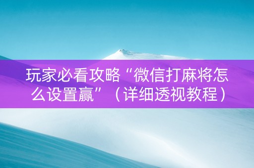 玩家必看攻略“微信打麻将怎么设置赢”（详细透视教程）-哔哩哔哩