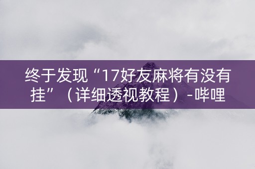 终于发现“17好友麻将有没有挂”（详细透视教程）-哔哩哔哩