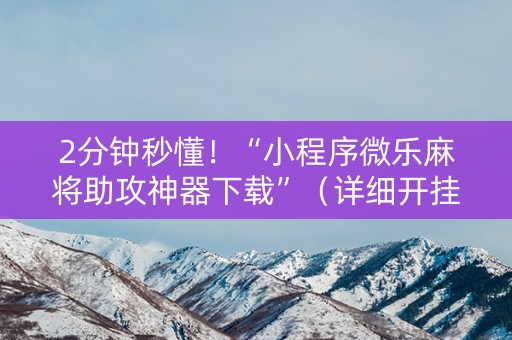2分钟秒懂！“小程序微乐麻将助攻神器下载”（详细开挂教程）-哔哩哔哩