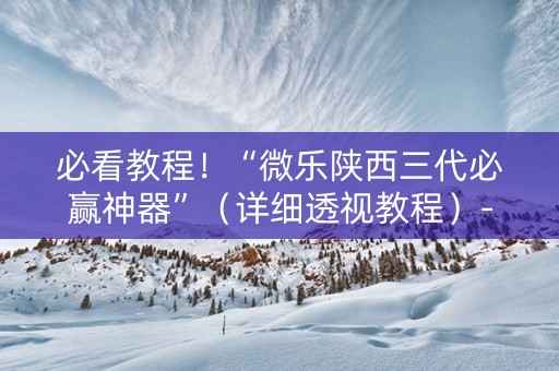 必看教程！“微乐陕西三代必赢神器”（详细透视教程）-哔哩哔哩