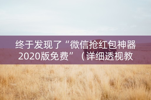终于发现了“微信抢红包神器2020版免费”（详细透视教程）-哔哩哔哩