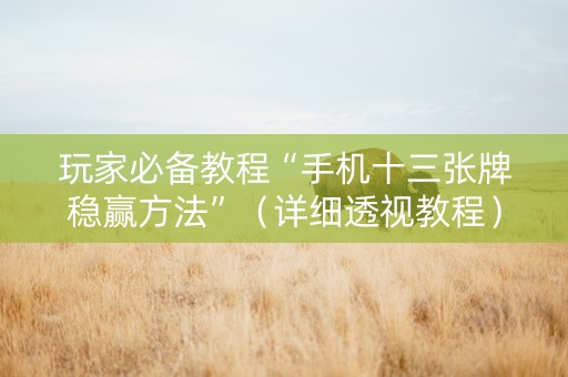 玩家必备教程“手机十三张牌稳赢方法”（详细透视教程）-哔哩哔哩