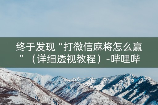 终于发现“打微信麻将怎么赢”（详细透视教程）-哔哩哔哩